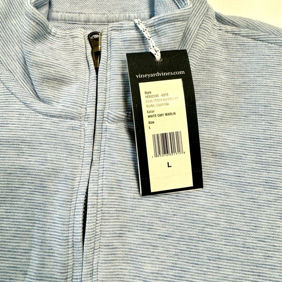Vineyard Vines Men's White Cap/Marlin Blank Saltwater Quarter Zip Men’s L NWT - Picture 4 of 7